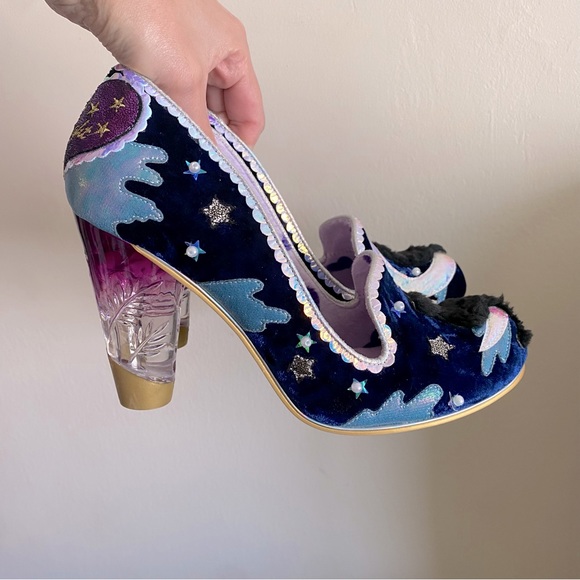 Irregular Choice Shoes - Irregular Choice Stars at Night Sky with Moon and Black Cat High Heel Shoes